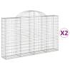 Arched Gabion Baskets - 2 pcs Galvanised Iron Garden Barriers