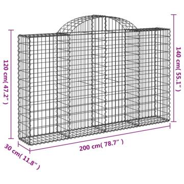 Arched Gabion Baskets - 2 pcs Galvanised Iron Garden Barriers