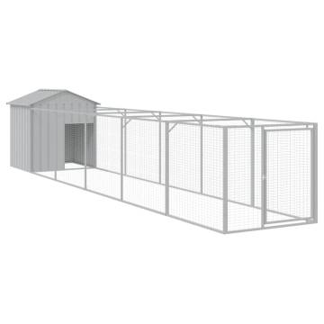 Light Grey Dog House with Roof - Galvanised Steel 117x609x123 cm