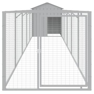 Light Grey Dog House with Roof - Galvanised Steel 117x609x123 cm