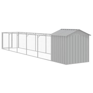 Light Grey Dog House with Roof - Galvanised Steel 117x609x123 cm