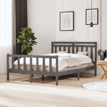 Grey King Size Bed Frame 150x200 cm | Solid Wood Design