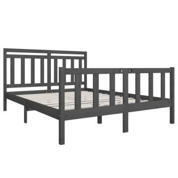 Grey King Size Bed Frame 150x200 cm | Solid Wood Design