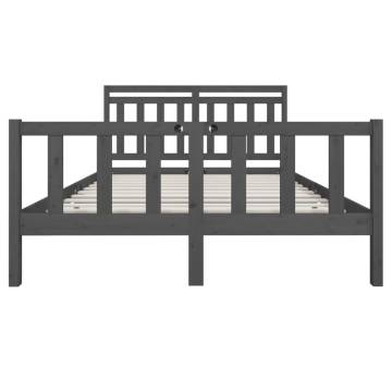 Grey King Size Bed Frame 150x200 cm | Solid Wood Design