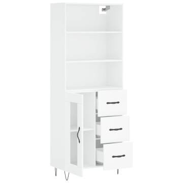 Stylish Highboard White 69.5x34x180 cm | Durable Engineered Wood