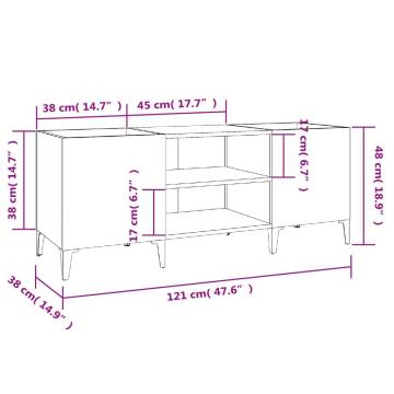 Stylish Sonoma Oak Record Cabinet - 121x38x48 cm