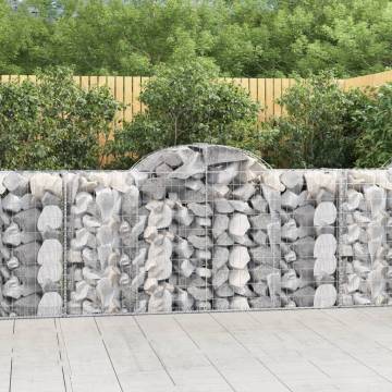 Arched Gabion Baskets 14 pcs - Galvanised Iron Garden Barriers