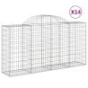 Arched Gabion Baskets 14 pcs - Galvanised Iron Garden Barriers