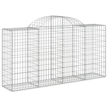 Arched Gabion Baskets 14 pcs - Galvanised Iron Garden Barriers