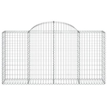 Arched Gabion Baskets 14 pcs - Galvanised Iron Garden Barriers