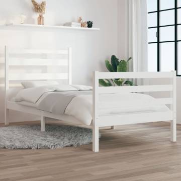 Solid Wood Pine Bed Frame 100x200 cm - White