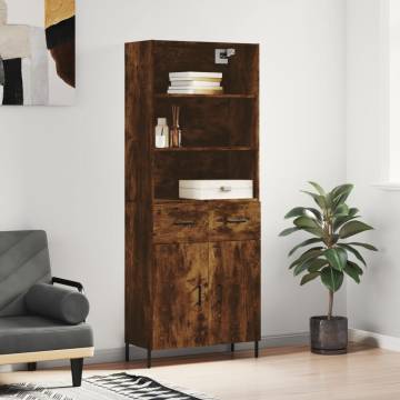 Stylish Highboard in Smoked Oak - 69.5x34x180 cm