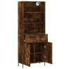 Stylish Highboard in Smoked Oak - 69.5x34x180 cm