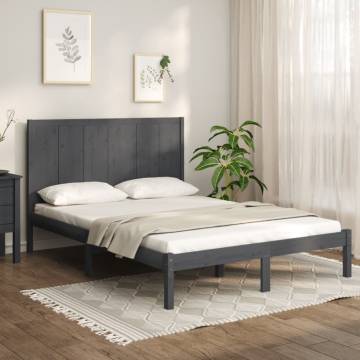 Stylish Grey Solid Wood Pine Bed Frame 120x200 cm - Hipomarket