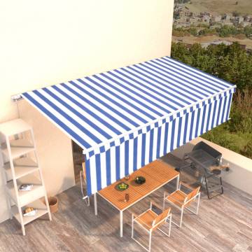 Manual Retractable Awning 6x3m - Blue & White | Hipomarket