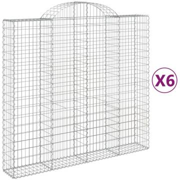 Arched Gabion Baskets - 6 pcs Galvanised Iron (200x50x180/200 cm)