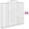 Arched Gabion Baskets - 6 pcs Galvanised Iron (200x50x180/200 cm)