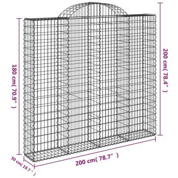 Arched Gabion Baskets - 6 pcs Galvanised Iron (200x50x180/200 cm)