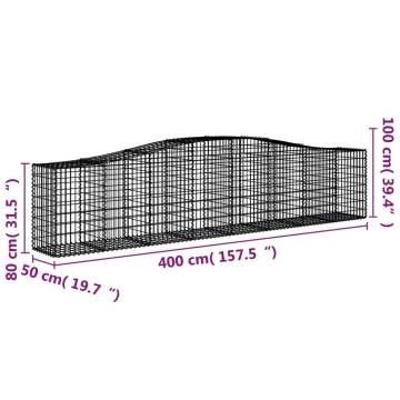 Arched Gabion Baskets - 10 pcs Galvanised Iron | HipoMarket