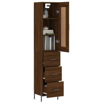 Stylish Highboard Brown Oak - 34.5x34x180 cm Engineered Wood