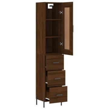 Stylish Highboard Brown Oak - 34.5x34x180 cm Engineered Wood