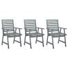 Outdoor Dining Chairs 3 pcs Grey Solid Acacia Wood Colour grey Quantity in Package 3 Number of 1 