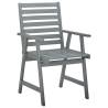 3 pcs Grey Solid Acacia Wood Outdoor Dining Chairs | Hipo Market