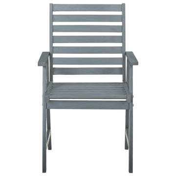 3 pcs Grey Solid Acacia Wood Outdoor Dining Chairs | Hipo Market