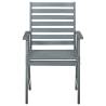 3 pcs Grey Solid Acacia Wood Outdoor Dining Chairs | Hipo Market