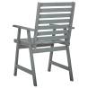 3 pcs Grey Solid Acacia Wood Outdoor Dining Chairs | Hipo Market