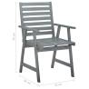 3 pcs Grey Solid Acacia Wood Outdoor Dining Chairs | Hipo Market