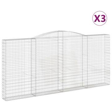 Arched Gabion Baskets - 3 pcs Galvanised Iron (400x30x180/200 cm)