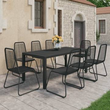 9 Piece Garden Dining Set PVC Rattan Black | Stylish Outdoor Furniture