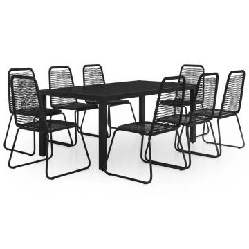 9 Piece Garden Dining Set PVC Rattan Black | Stylish Outdoor Furniture