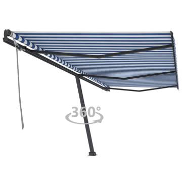 Freestanding Manual Retractable Awning 600x300 cm - Blue/White