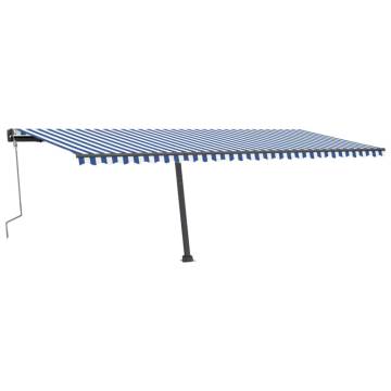 Freestanding Manual Retractable Awning 600x300 cm - Blue/White