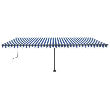 Freestanding Manual Retractable Awning 600x300 cm - Blue/White