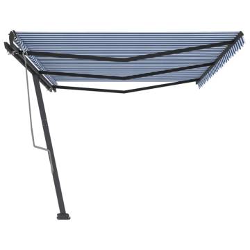 Freestanding Manual Retractable Awning 600x300 cm - Blue/White