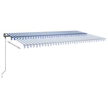 Freestanding Manual Retractable Awning 600x300 cm - Blue/White