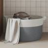 Storage Basket Grey and White Ø40x25 cm Cotton Colour grey Size 40 x 25 cm 