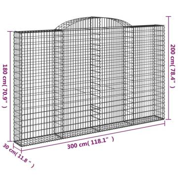 Arched Gabion Baskets 8 pcs - Galvanised Iron Garden Barriers