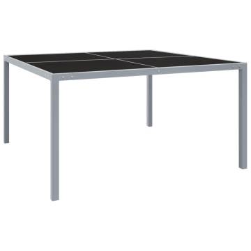 Garden Table 130x130 cm - Grey Steel & Glass for Outdoor