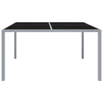 Garden Table 130x130 cm - Grey Steel & Glass for Outdoor