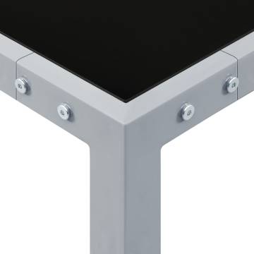 Garden Table 130x130 cm - Grey Steel & Glass for Outdoor