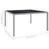 Garden Table 130x130 cm - Grey Steel & Glass for Outdoor