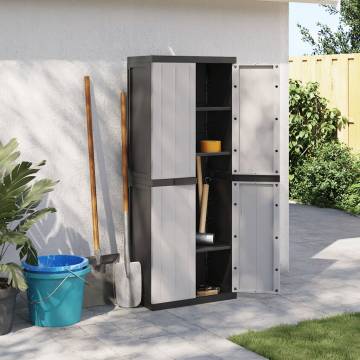 Outdoor Storage Cabinet Grey & Black - 65x37x165 cm PP