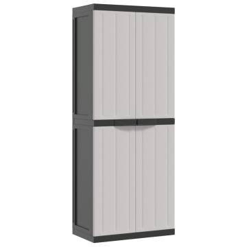 Outdoor Storage Cabinet Grey & Black - 65x37x165 cm PP