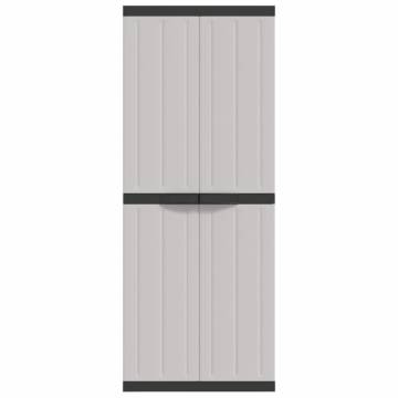 Outdoor Storage Cabinet Grey & Black - 65x37x165 cm PP