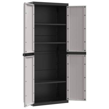 Outdoor Storage Cabinet Grey & Black - 65x37x165 cm PP