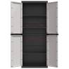 Outdoor Storage Cabinet Grey & Black - 65x37x165 cm PP